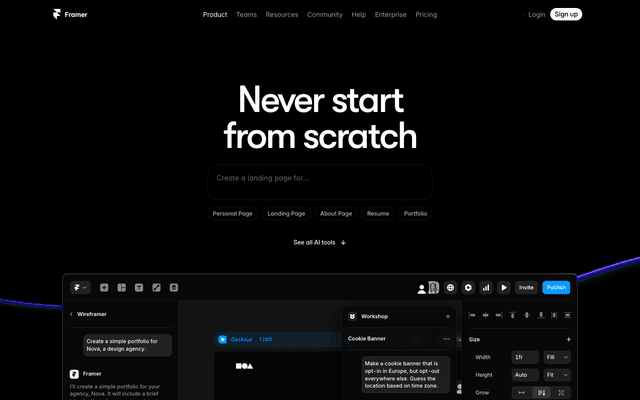 Never start from scratch - AI Tool Screenshot